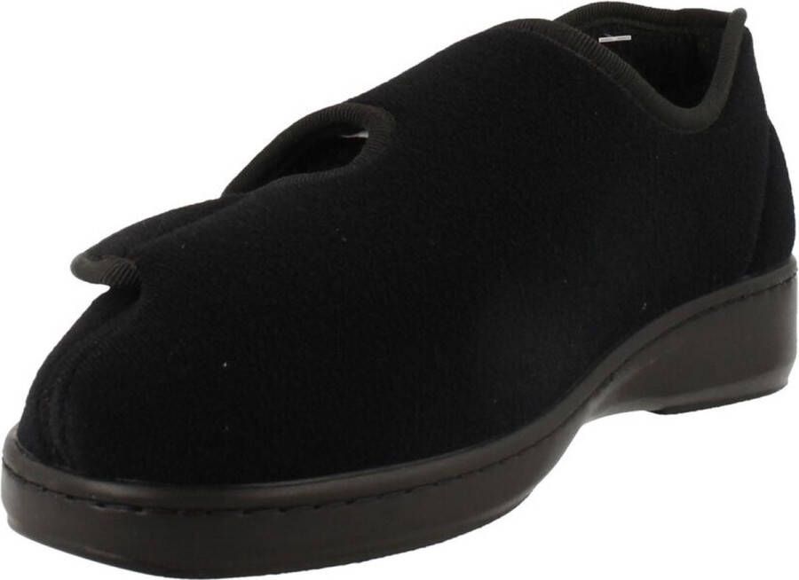 PODOWELL ANTIBACTERIEN Pantoffel Gesloten Dames heren Athos Extra Breed wijde Opening Wasbare Binnenzool Zorgpantoffel Zwart