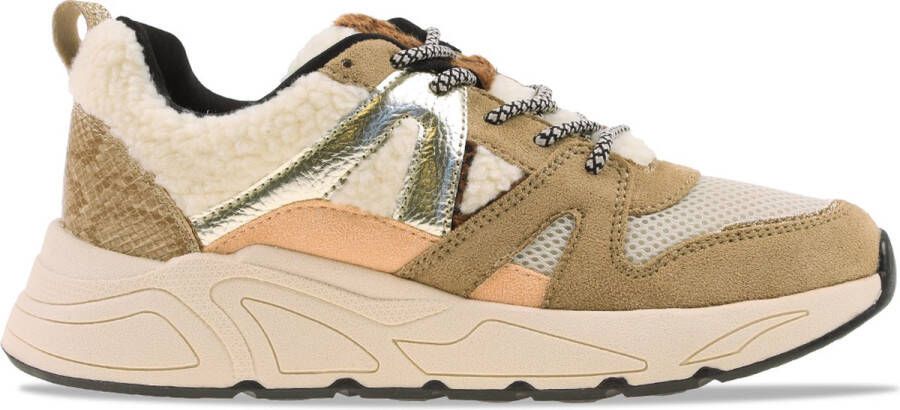 PS Poelman chunky sneakers taupe Bruin Meisjes Imitatieleer Meerkleurig 35