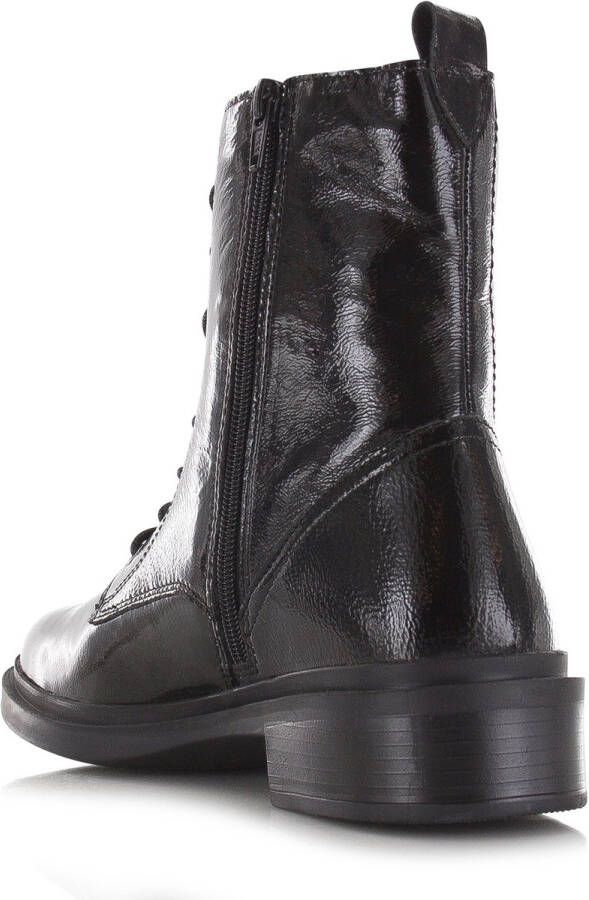 POELMAN Lakleren boot met rits Zwart Lakleer Veterboots Dames