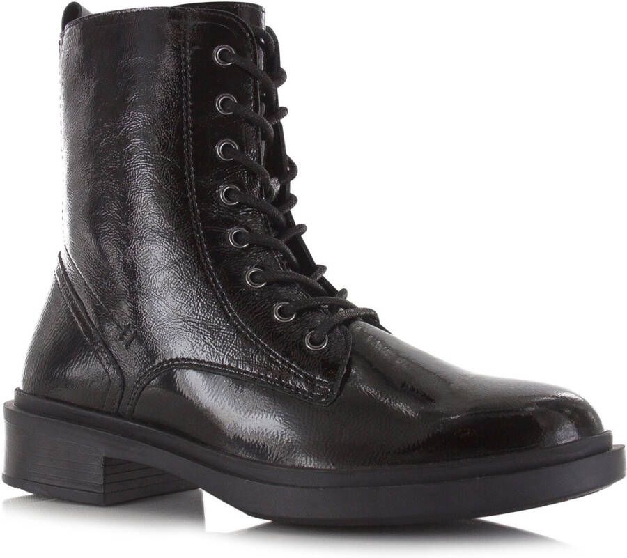 POELMAN Lakleren boot met rits Zwart Lakleer Veterboots Dames