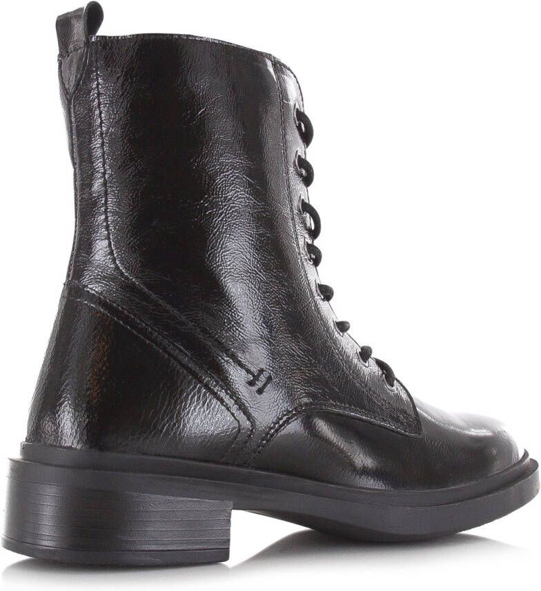 POELMAN Lakleren boot met rits Zwart Lakleer Veterboots Dames