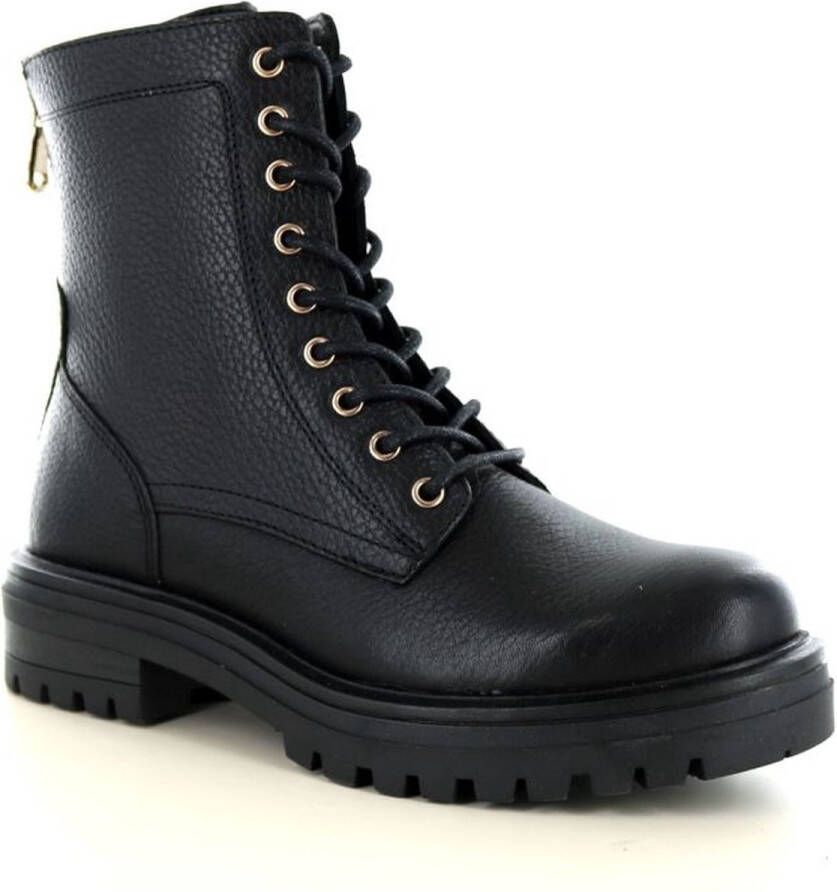 Poelman leren veterboot zwart