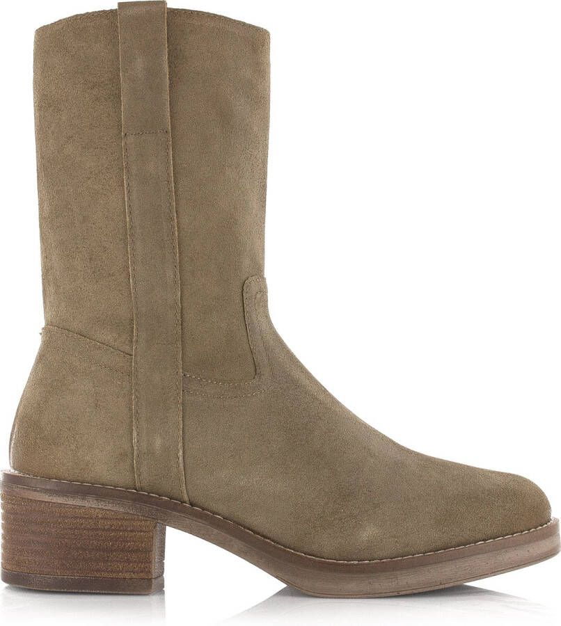 POELMAN suède enkellaarsjes cappuccino Beige Suede Enkellaars met hak Dames - Foto 2