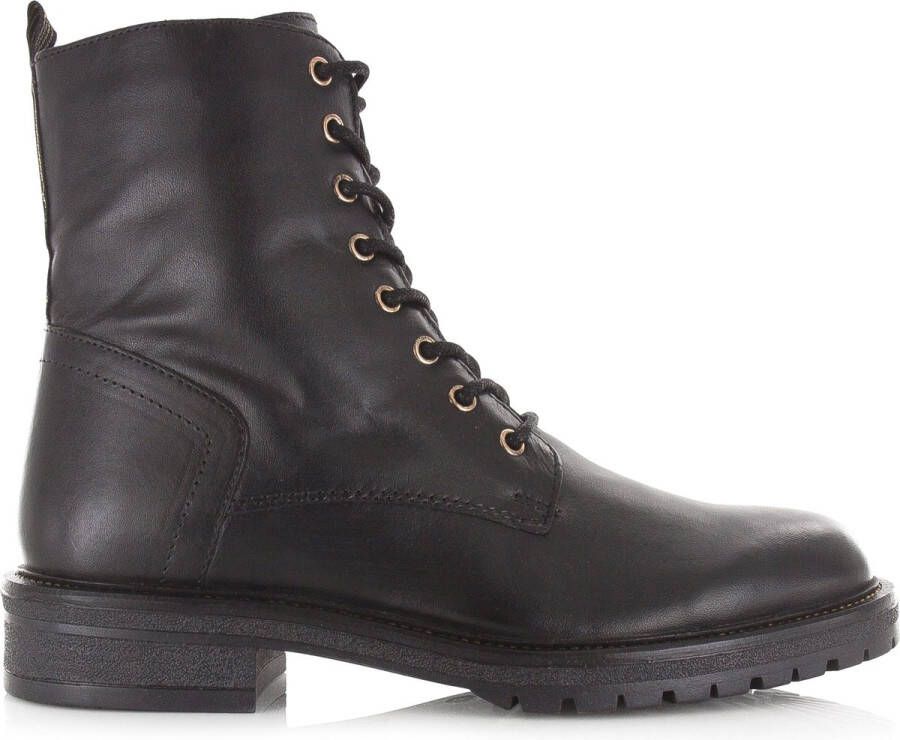 POELMAN Veterboots met goudkleurige details Zwart Leer Veterboots Dames