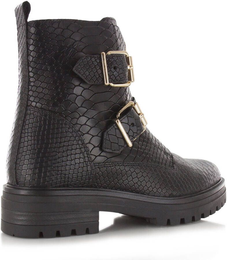 POELMAN zwarte leren bikerboots Zwart Leer Biker boots Dames