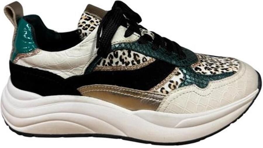 PS Poelman Charu chunky leren sneakers beige groen - Foto 3