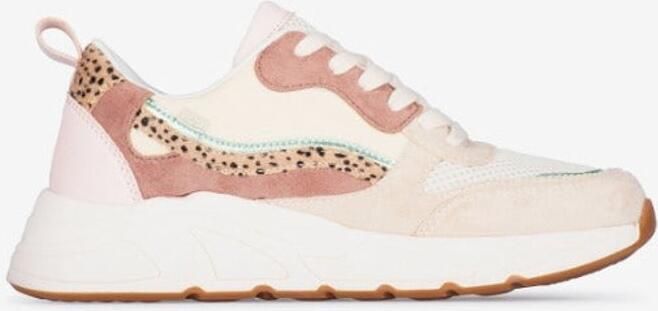 POSH by Poel Charlie sneakers beige multi Imitatiesuède Meerkleurig 34