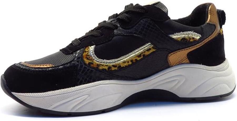 PS Poelman Iva chunky leren sneakers zwart panterprint - Foto 3