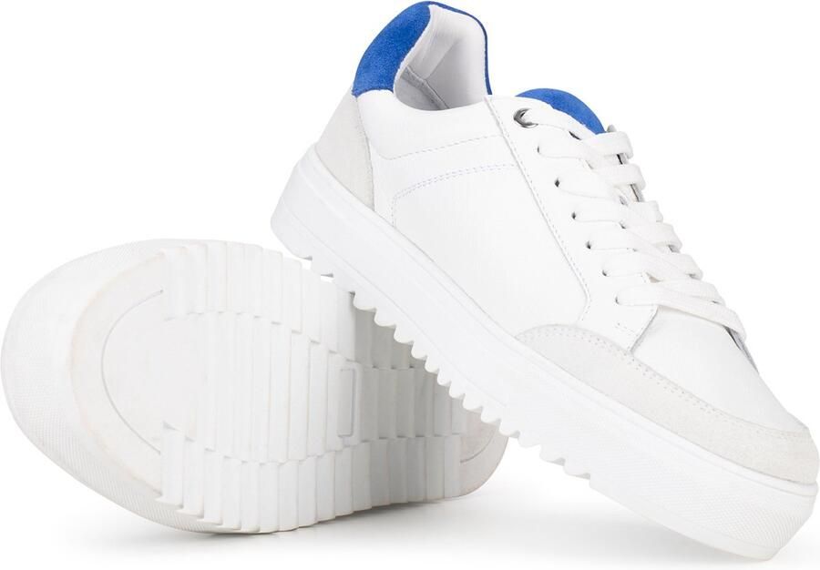 PS Poelman MIKE Heren Sneakers Wit met blauw combinatie - Foto 3