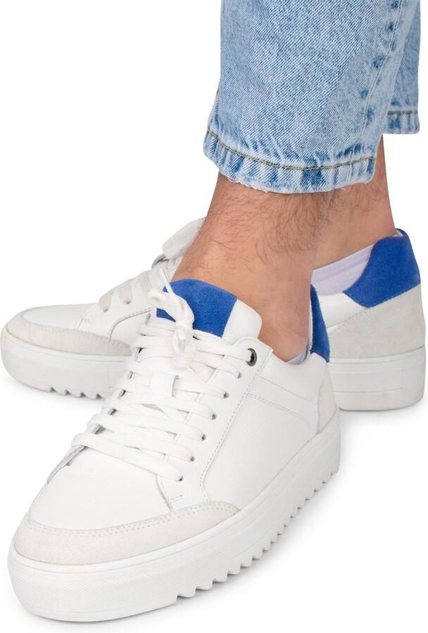 PS Poelman MIKE Heren Sneakers Wit met blauw combinatie - Foto 4
