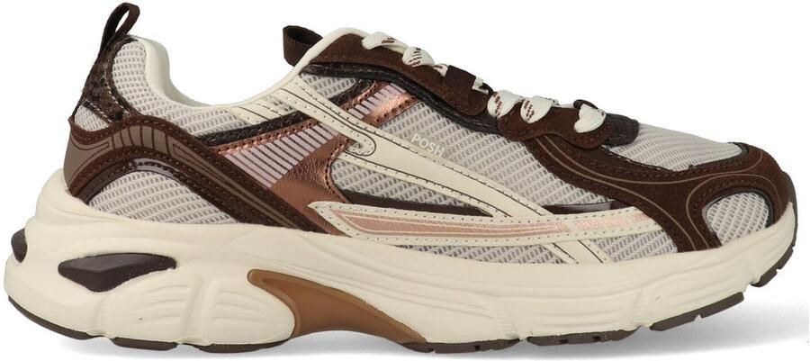 POSH by Poelman Sneakers laag 'Haper' crème bruin grijs