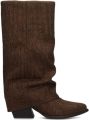 POELMAN PS LOIS laarzen studs dark brown Suedelook Dames - Donkerbruin