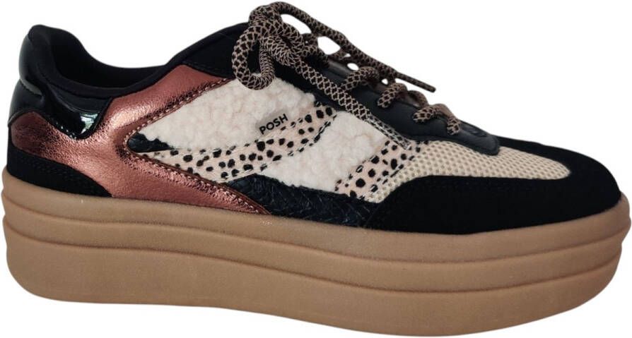 Poelman POSH by BODIE Dames Sneakers Zwart Met Combinatie