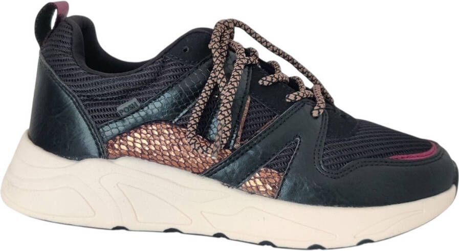 Poelman POSH by CAROCEL Dames Sneakers Zwart Met Dierenprint