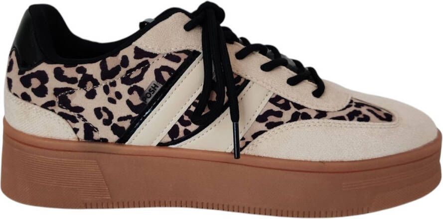 Poelman POSH by LILY Dames Sneakers Beige Met Bruin
