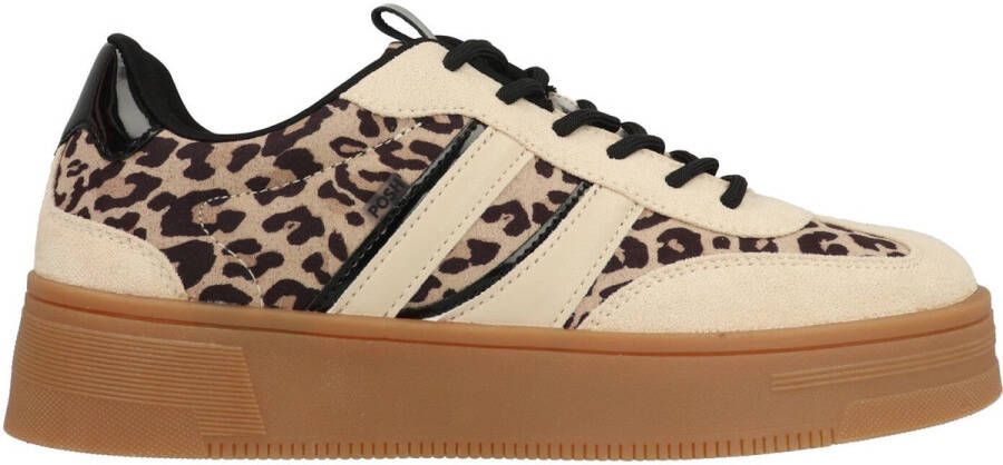 Poelman POSH by LILY Dames Sneakers Beige Met Bruin