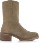 POELMAN suède enkellaarsjes cappuccino Beige Suede Enkellaars met hak Dames - Thumbnail 2