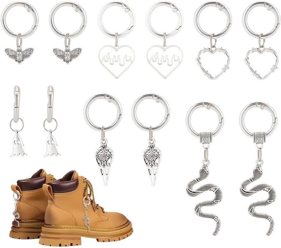 PolkaHome 12 stuks 6 stijlen gothic metalen schoen veters schoenversiering voor laarzen en sandalen