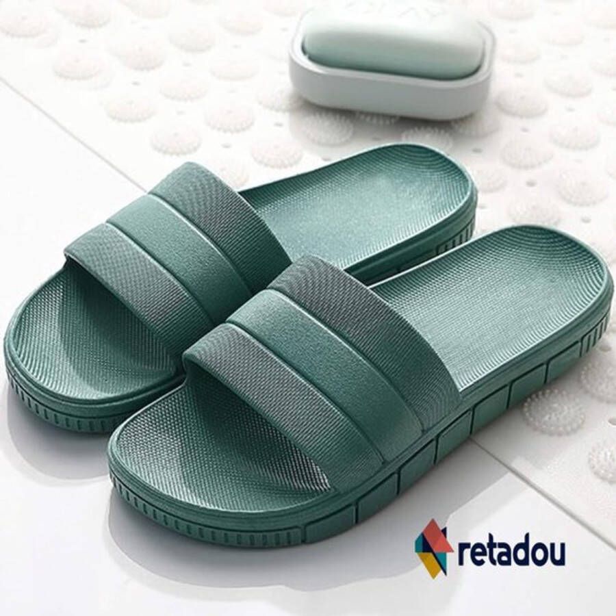 Retadou slippers zomer slide-slippers badslippers strand indoor outdoor slipvast unisex effen Legergroen