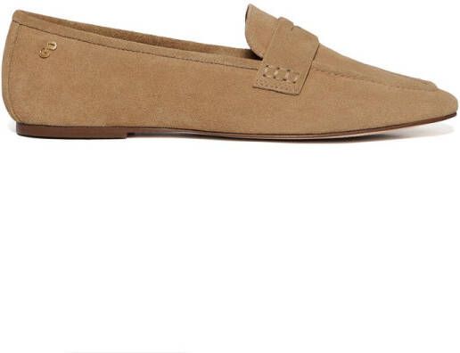 Polo Club Camelkleurige suède loafers Antonella met metalen detail