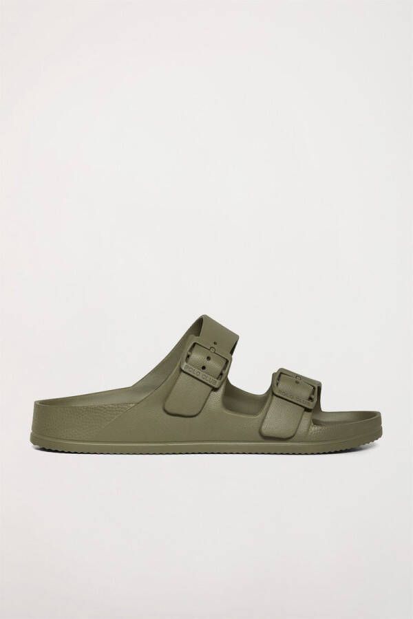 Polo Club Kaki bio teenslippers met gespen voor dames