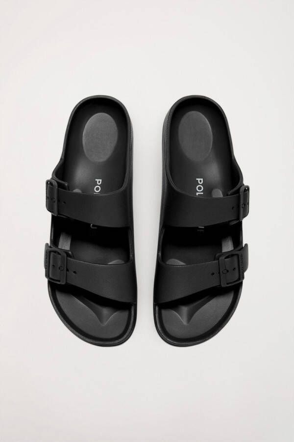 Polo Club Zwarte bio teenslippers met gespen voor dames