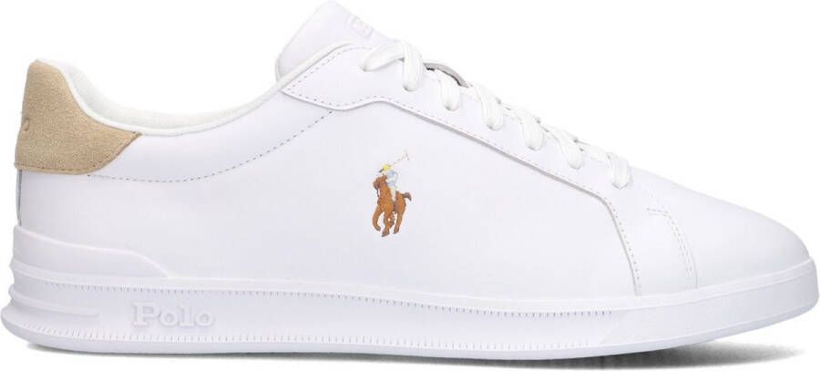 Polo Ralph Lauren Witte lage sneakers met beige hielkap