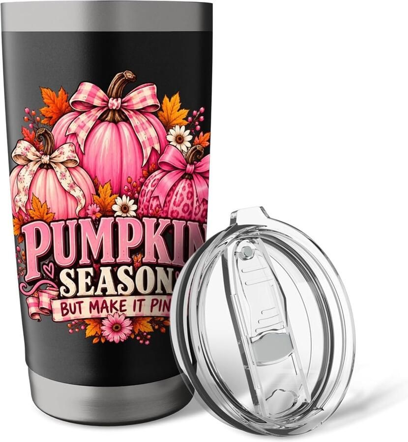 Pompoen oktober borstkanker bewustzijn herfst thermobeker