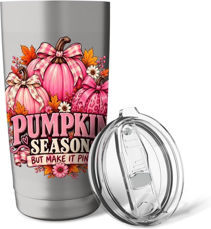 Pompoen oktober borstkanker bewustzijn herfst thermobeker
