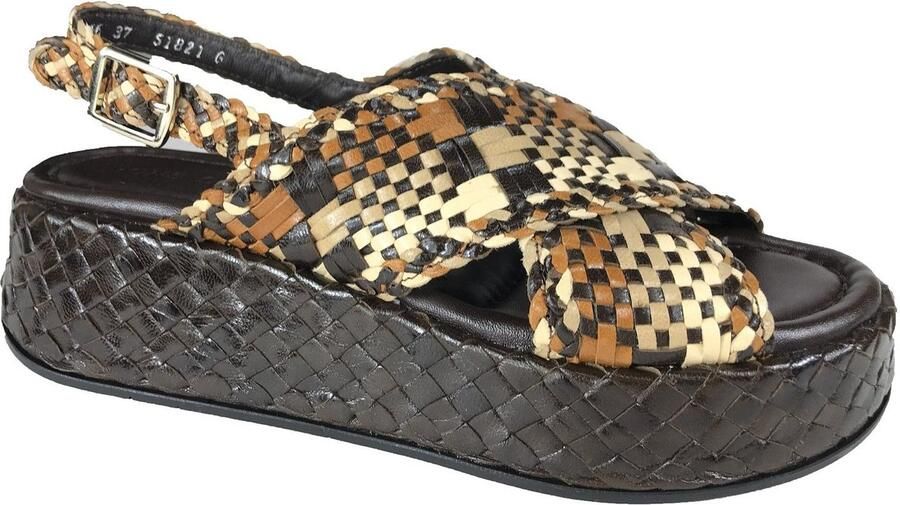 PONS QUINTANA 11276 PE bruine combi luxe sandalen Bonne Shoe