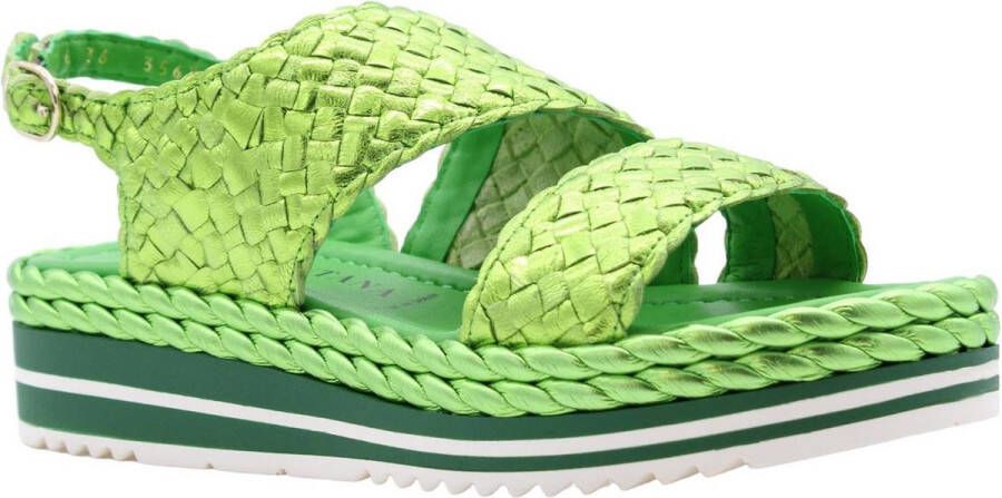 Pons Quintana Platte sandalen voor vrouwen Green Dames