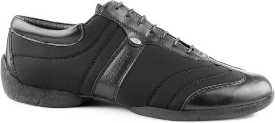 Portdance Heren Casual dansschoenen Sneakers zool Twee draaipunten Ademend materiaal Vetersluiting Dansen binnen en buiten Latin Salsa dansstijlen PD PIETRO BRAGA Zwart Leer Lycra