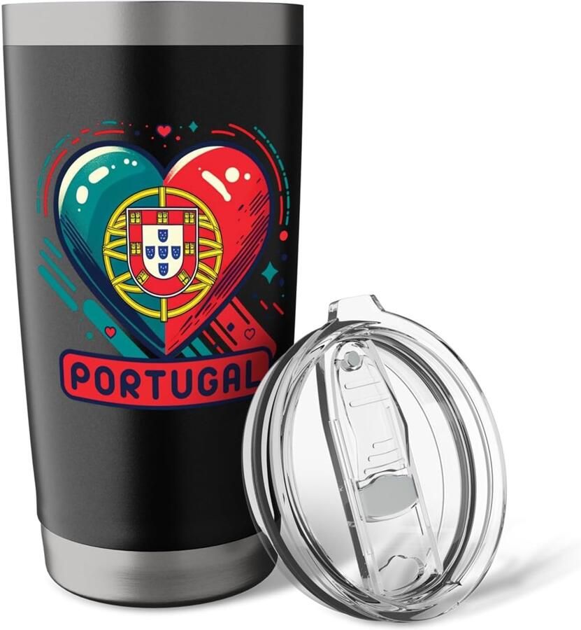 Portugees vlaggenwaaier Retro dubbelwandige RVS thermosbeker