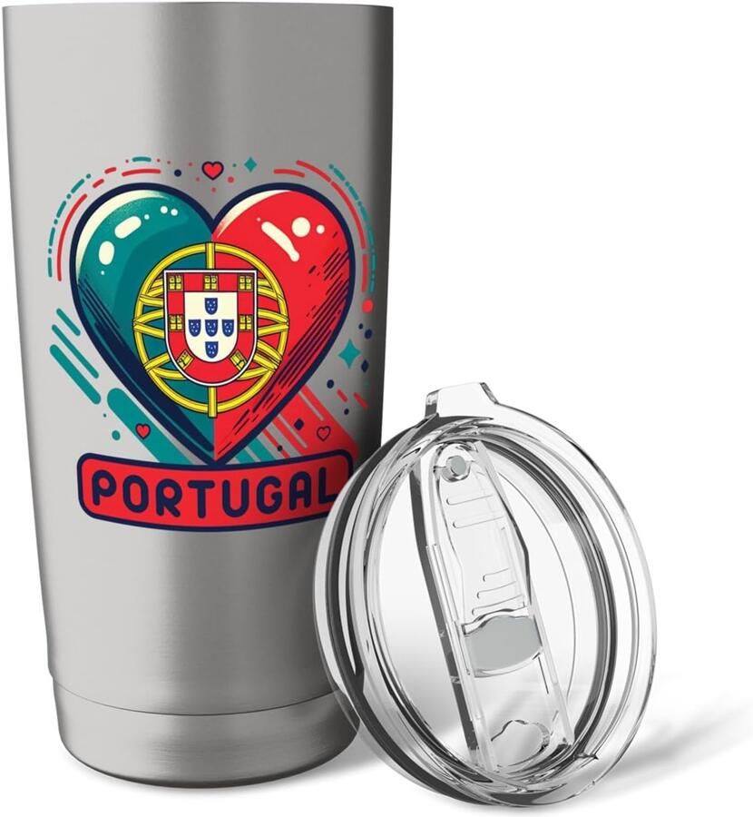 Portugees vlaggenwaaier Retro dubbelwandige RVS thermosbeker
