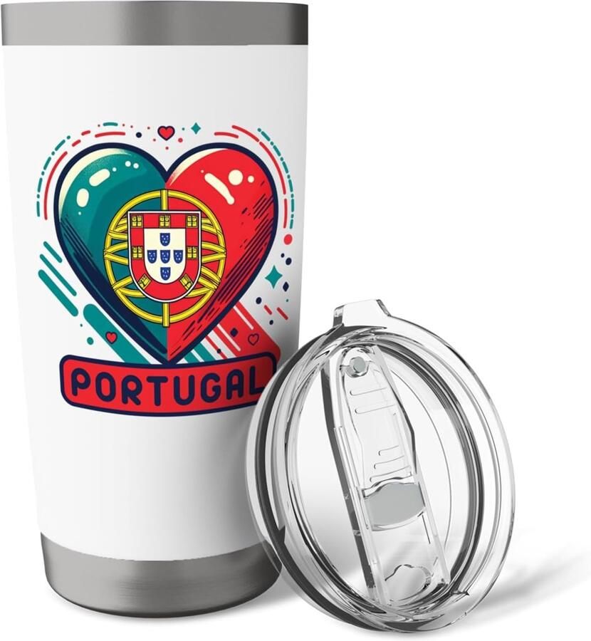 Portugees vlaggenwaaier Retro dubbelwandige RVS thermosbeker