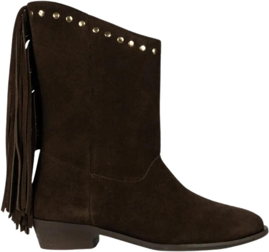 Posa Laarzen Donkerbruin Suede Laarzen Donkerbruin Fringe Boot