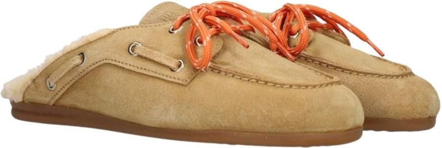POSA Loafers Dames Boat Loafer Mule Fur Maat: 42 Materiaal: Suède Kleur: Camel