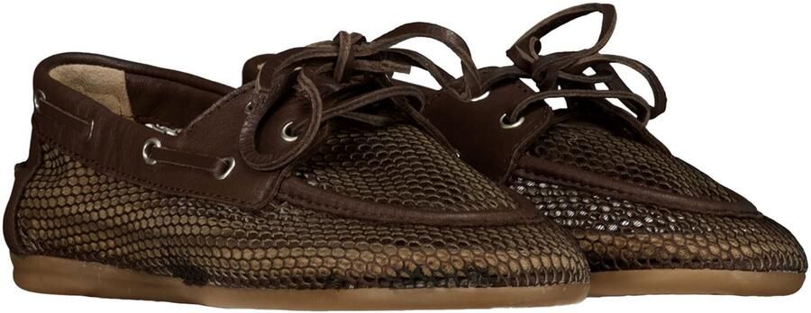 Posa Schoenen Donkerbruin Pw111 Loafers Donkerbruin Boat Loafer Mesh Leather