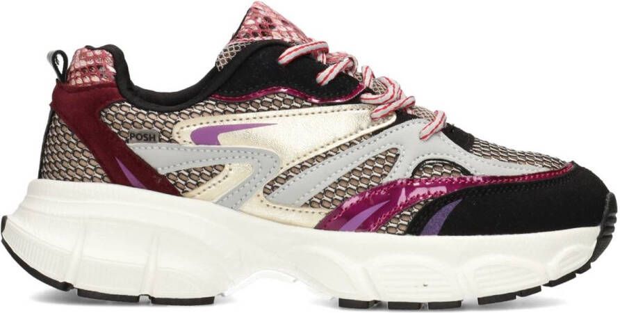 POSH by Poelman ALICE Dames Sneakers Paars Met Goud Combinatie