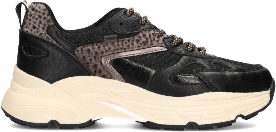 POSH by Poelman AYOKI Dames Sneakers Zwart Met Grijs Combinatie