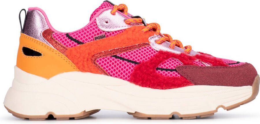 POSH by Poelman AYOKI Dames Sneakers Roze met combinatie