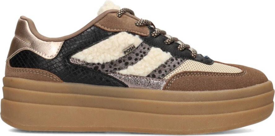 POSH by Poelman BODIE Dames Sneakers Beige Met Zwart