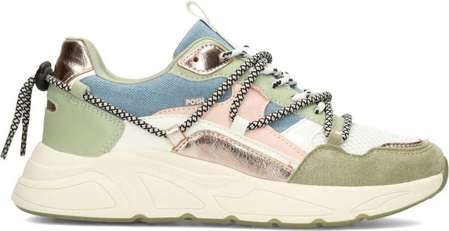POSH by Poelman CARI Dames Sneakers Groen Met Combinatie