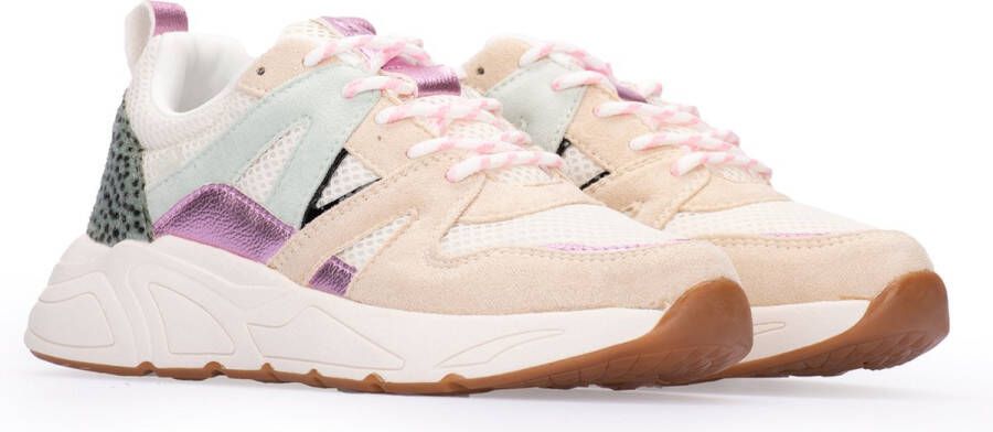POELMAN C18582X9PSH23 Beige Pink Green Beige Mesh Lage sneakers Dames