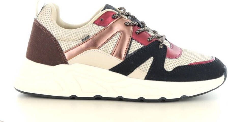 POSH by Poelman CAROCEL Dames Sneakers Beige Met Rood Combinatie