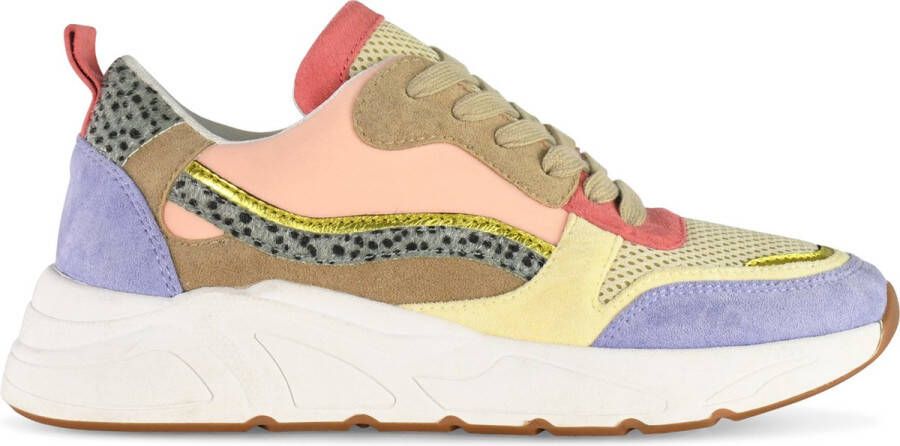 POSH by Poelman CAROCEL Dames Sneakers Beige Paars Multi