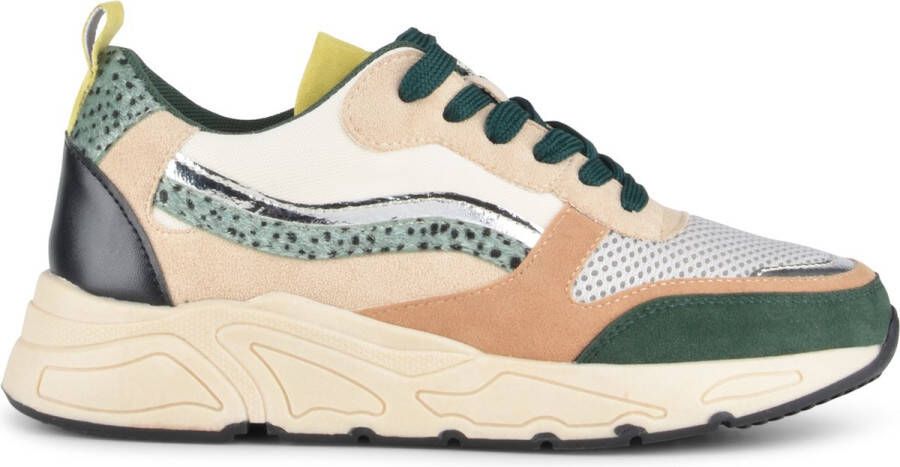 POSH by Poelman Carocel sneakers met panterprint groen multi