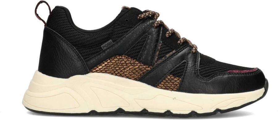 POSH by Poelman CAROCEL Dames Sneakers Zwart Met Dierenprint