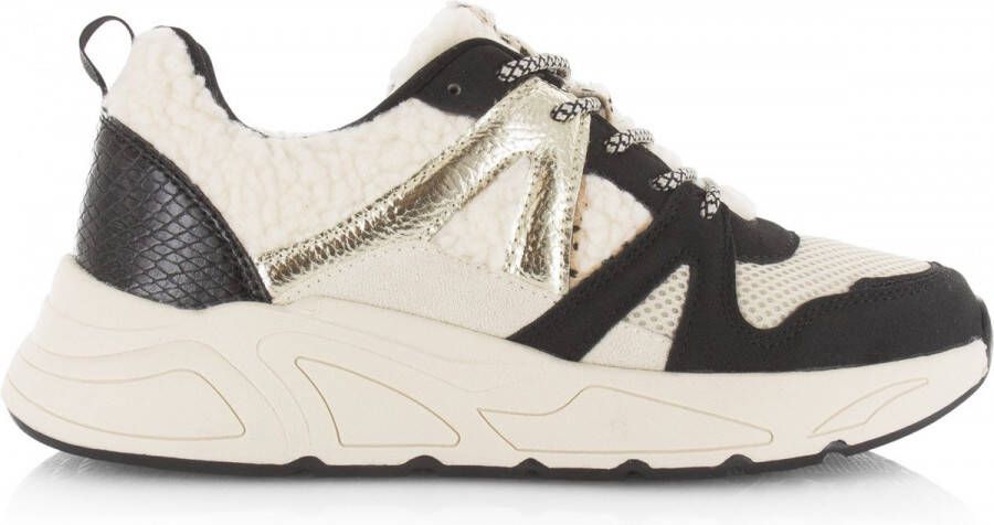 POSH by Poelman CAROCEL Imitatieleren Sneakers Zwart met combinatie