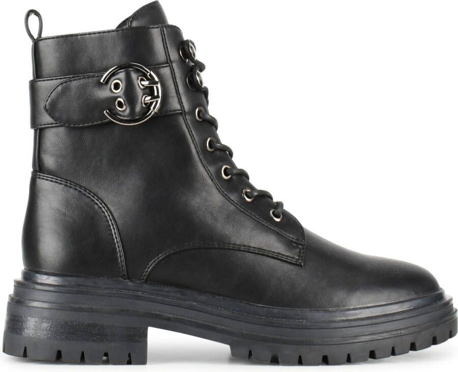 POSH by Poelman Cato veterboots met siergesp zwart